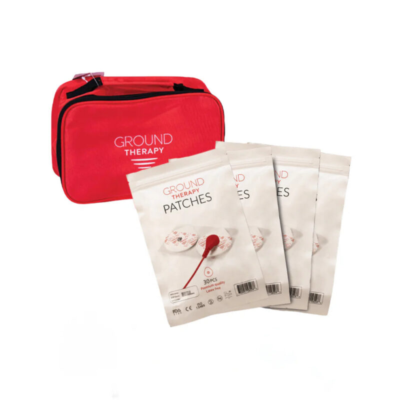 Earthing grounding sheet set with a cord and wall plug adapter, shown without accessories